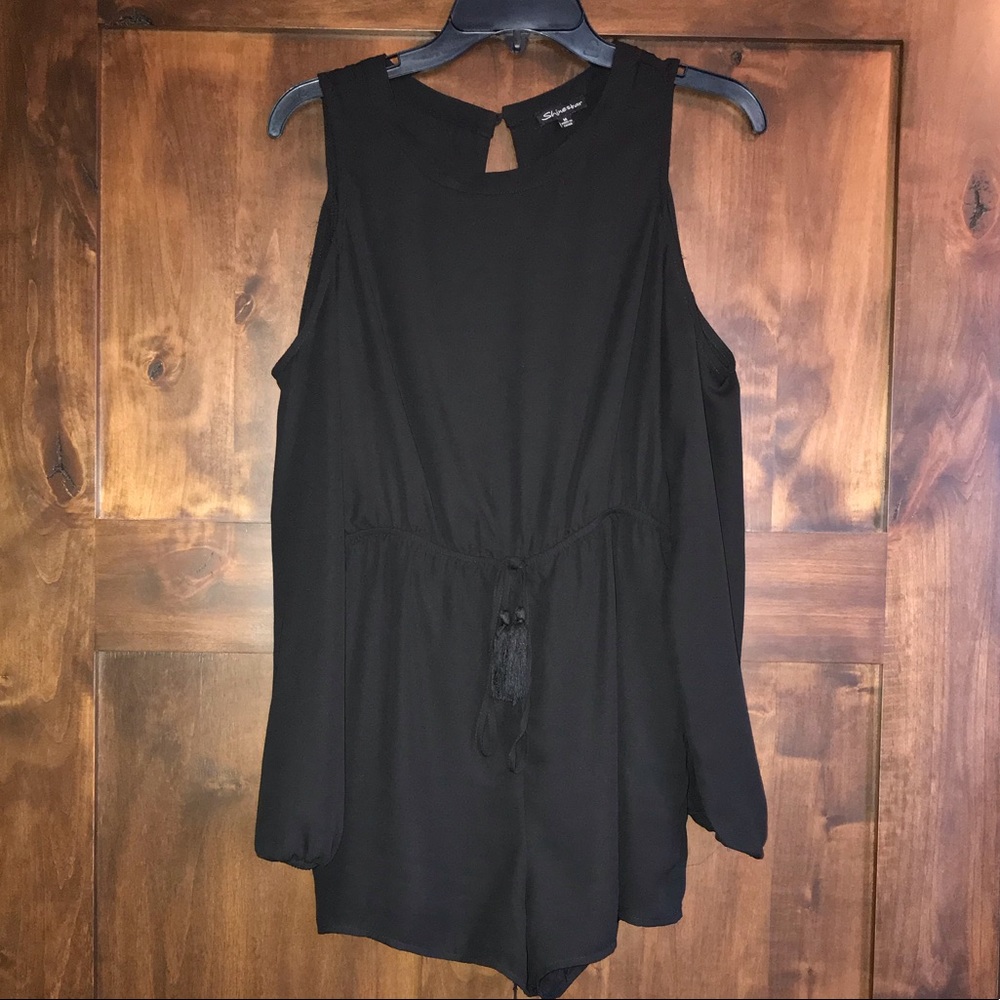 Open Back Cold Shoulder Long Sleeve Romper